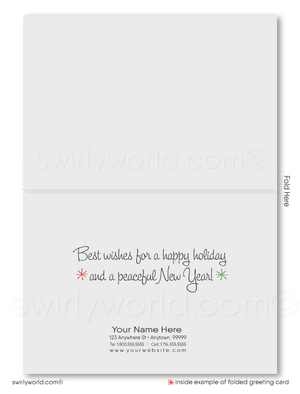 Retro Christmas Cards – Classic Mid Century Modern Style Holiday Cards with Customizable Text