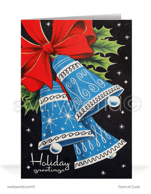 Retro atomic mid-century modern style vintage 1950's Christmas holiday greeting cards.