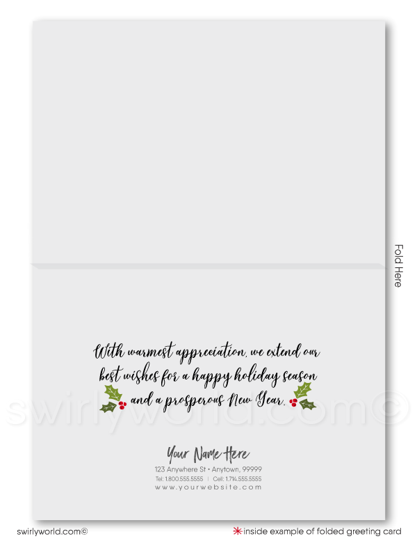 Rustic Botanical Season's Greetings Holiday Greeting Cards for Customers