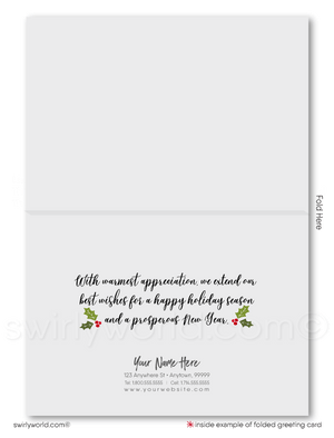 Rustic Botanical Season's Greetings Holiday Greeting Cards for Customers