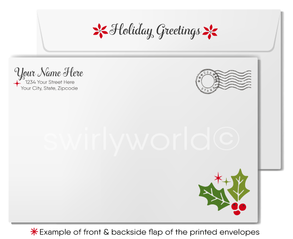 Rustic Botanical Season's Greetings Holiday Greeting Cards for Customers