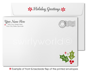 Rustic Botanical Season's Greetings Holiday Greeting Cards for Customers