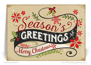 Rustic Botanical Season's Greetings Holiday Greeting Cards for Customers
