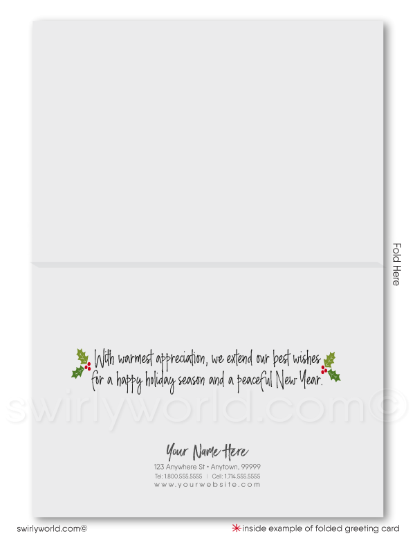 Whimsical Organic Natural Botanical Season's Christmas Holiday Cards for Customers