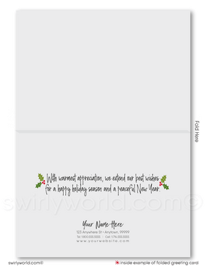 Whimsical Organic Natural Botanical Season's Christmas Holiday Cards