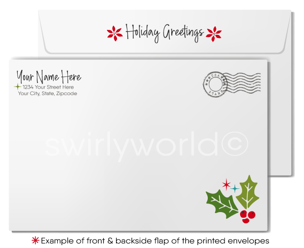 Whimsical Organic Natural Botanical Season's Christmas Holiday Cards