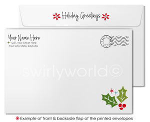 Whimsical Organic Natural Botanical Season's Christmas Holiday Cards