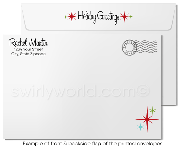 Retro Modern Mid-Century Modern Christmas Happy Holiday Cards for Realtors
