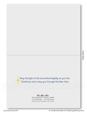 Retro Modern Christian Manger Nativity Scene Three Wise Men Religious Merry Christmas Cards