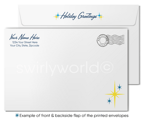 Retro Modern Christian Manger Nativity Scene Three Wise Men Religious Merry Christmas Cards