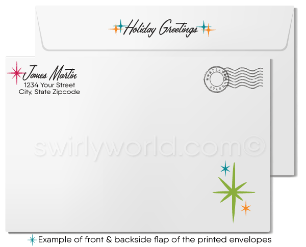 Retro Mid-Century Style Season's Greetings Snow-scene Winter Forest Holiday Cards