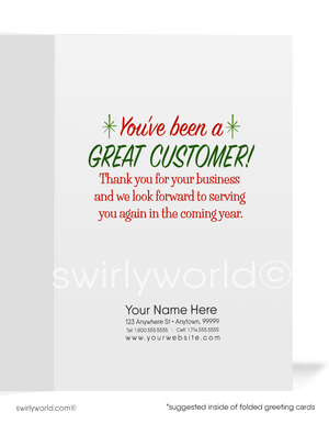 1950s Vintage Mid-Century Santa Claus Christmas Holiday Cards for Customers