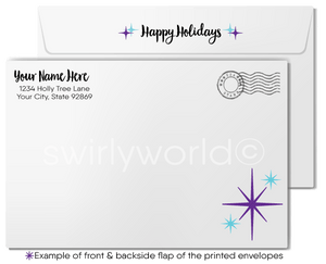 Traditional Mid-Century Style Watercolor Season's Greetings Holiday Cards for Business