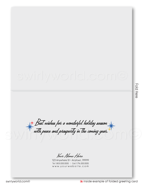  Explore our Mid-Century Modern House Retro Holiday Card—ideal for Realtors! Featuring a retro modern design showcasing iconic mid-century homes like Eichler and Palm Springs styles. Perfect for MCM enthusiasts, this card blends atomic modern and 1960s flair, ideal for house staging and festive greetings.