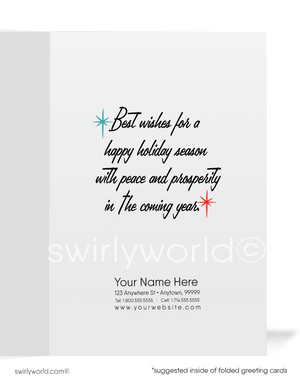 Mid-Century Retro Modern Vintage MCM Santa Claus Merry Christmas Holiday Cards