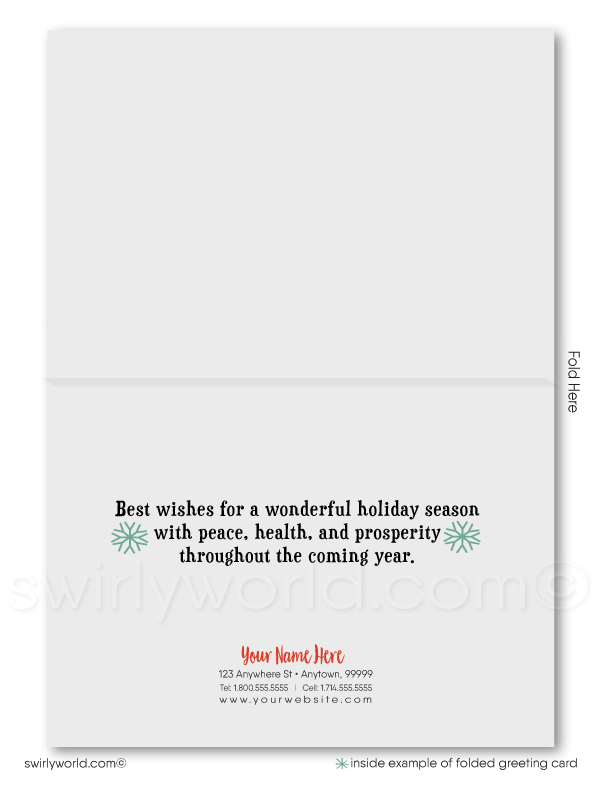 Retro Whimsical Christmas Neighborhood of Houses Realtor Holiday Cards for Clients