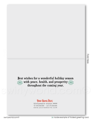 Retro Whimsical Christmas Neighborhood of Houses Realtor Holiday Cards for Clients