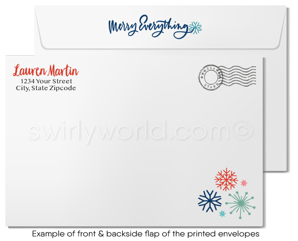 Retro Whimsical Christmas Neighborhood of Houses Realtor Holiday Cards for Clients