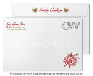 Retro Vintage Style Art Deco Starbursts Merry Christmas Holiday Cards