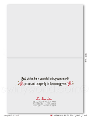 Retro Vintage Style Art Deco Starbursts Merry Christmas Holiday Cards