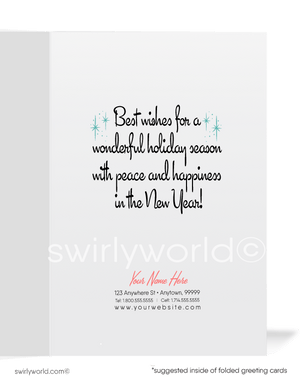 1950s Atomic Retro Pink Mid-Century Modern Vintage Christmas Holiday Cards