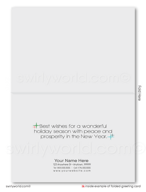 Mid Century Holiday Cards – Vintage 1960s Christmas Card with Atomic Starbursts & Peace Doves