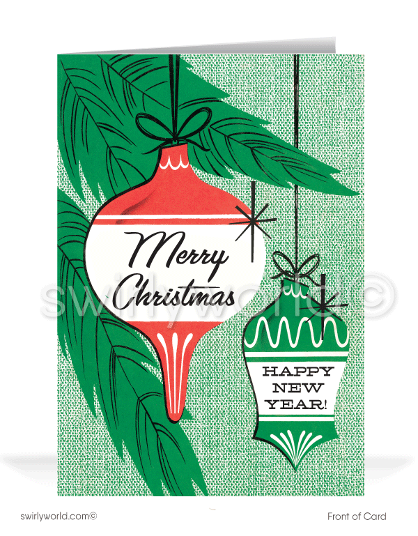 Retro Mid-Century Modern Vintage 1950's Christmas Holiday Cards.