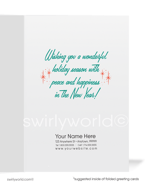Mid Century Modern Holiday Cards – Vintage Christmas Cards with Atomic Starburst Design