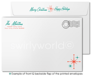 Mid Century Modern Holiday Cards – Vintage Christmas Cards with Atomic Starburst Design