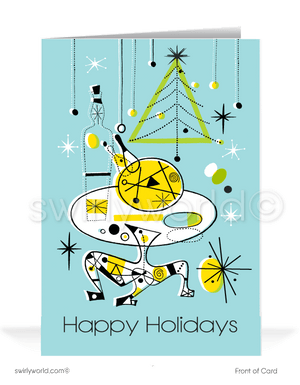 1960s retro atomic mid-century modern vintage MCM abstract style holiday cards.