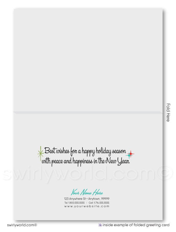 1950's retro mid-century modern house ornament vintage Christmas holiday cards for Realtors. 