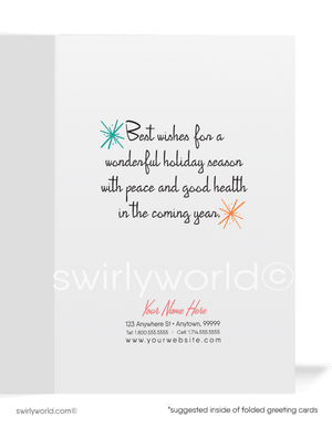 Atomic Retro Boomerang Starburst Christmas Card - 1950s-60s Vintage Holiday Style