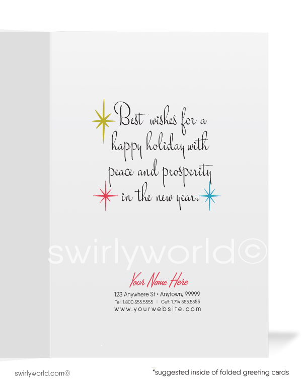 1960s Mid-Century Retro Atomic Modern Vintage Candles Christmas Holiday Cards