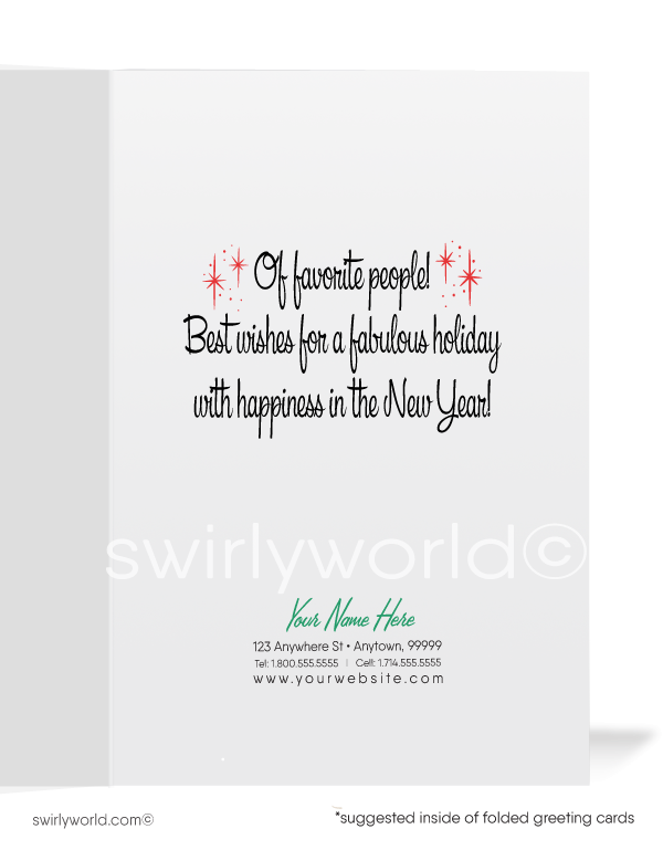 Rockabilly 1950s Style Retro Christmas Card – Ms. Claus in Leopard-Print Chair