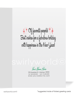 Rockabilly 1950s Style Retro Christmas Card – Ms. Claus in Leopard-Print Chair