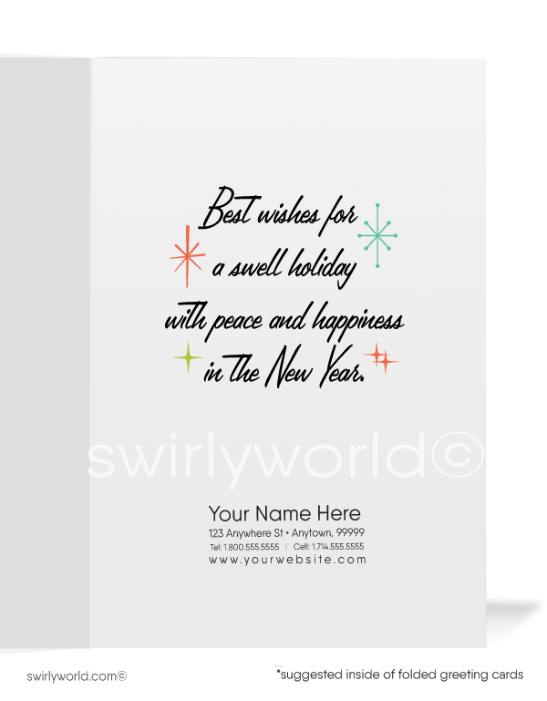 1960s Atomic Retro Mid-Century Modern Swanky Christmas Holiday Cards