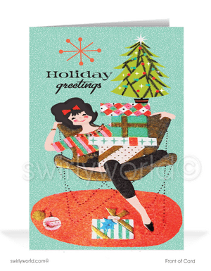 1960's retro atomic mid-century modern holiday Christmas cards for Women.