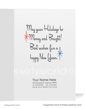 Vintage Christmas Card – 1950s Santa Fixing NOEL Lightbulb | Mid-Century Holiday Cards