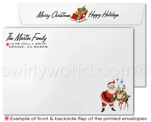 Vintage Christmas Card – 1950s Santa Fixing NOEL Lightbulb | Mid-Century Holiday Cards