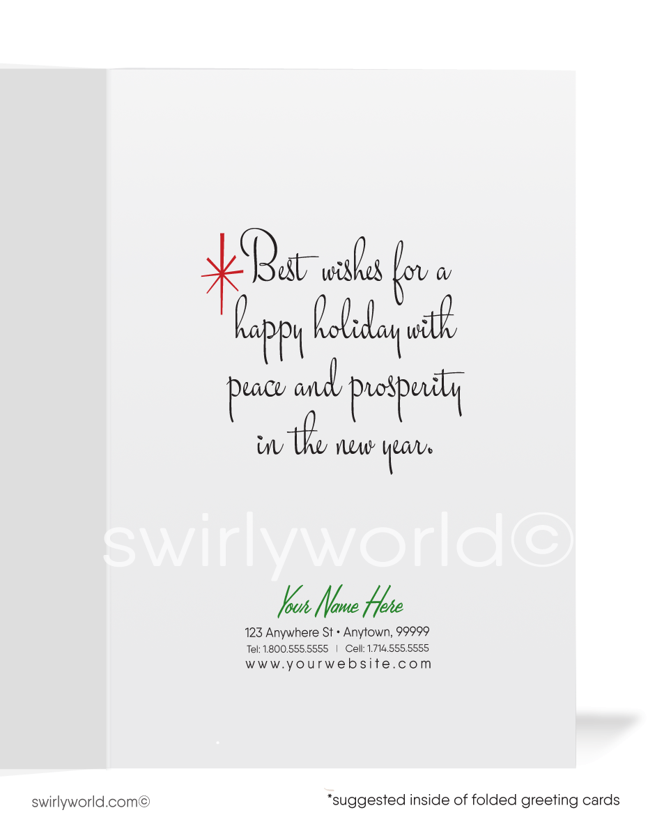 Send holiday cheer with our vintage Christmas card featuring mid-century deer in a snowy scene. Retro starbursts and custom message options add nostalgic charm.