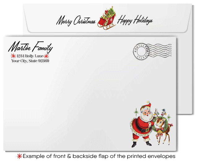 1960s Atomic Retro Mid Century Modern Deers Vintage Holiday Cards