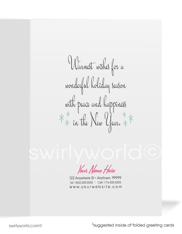 1940s-1950s vintage Victorian lady Merry Christmas greeting cards