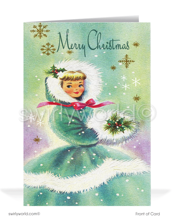 Retro 1940's Retro Vintage Victorian Christmas Holiday Cards for Women.