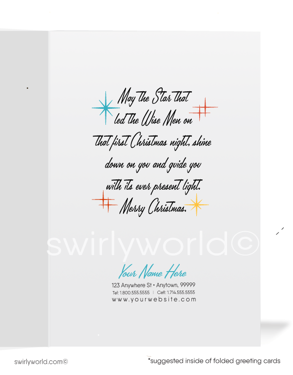 1960's Vintage Mid-Century Modern Christian Three Kings Merry Christmas Holiday Cards