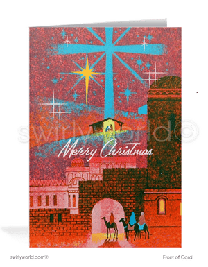 1960's Vintage Mid-Century Modern Christian Three Kings Merry Christmas Holiday Cards