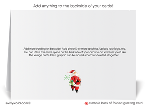 Customizable Vintage Christmas Card with Santa and 1950s MCM Desert Trailer Scene