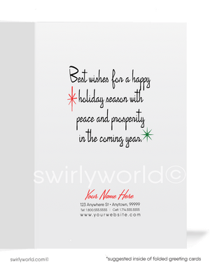 Retro 1950s Mid-Century Modern Vintage Christmas Trees Holiday Cards