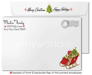 Vintage 1950s Christmas Card - Retro "Home for the Holidays" Watercolor Holiday Design