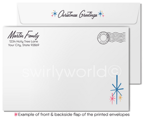 1960s Retro Mid-Century Modern Watercolor Vintage White Tree Christmas Cards