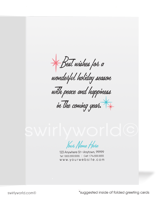 1950s Retro Mid-Century Modern Vintage Ornaments Holiday Christmas Cards